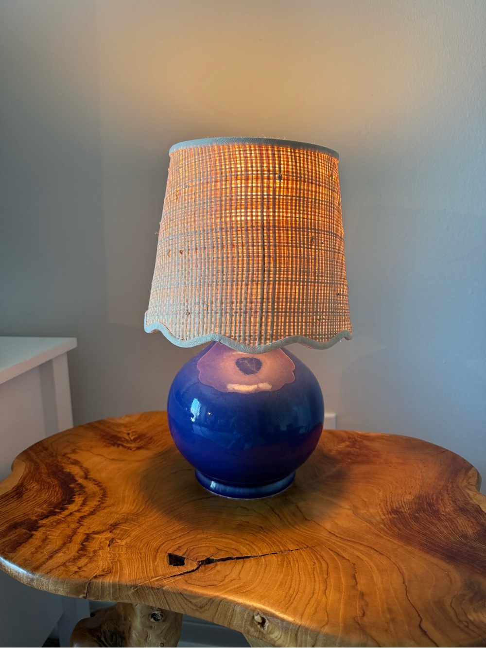 Serena & Lily Blue Rattan Lamp